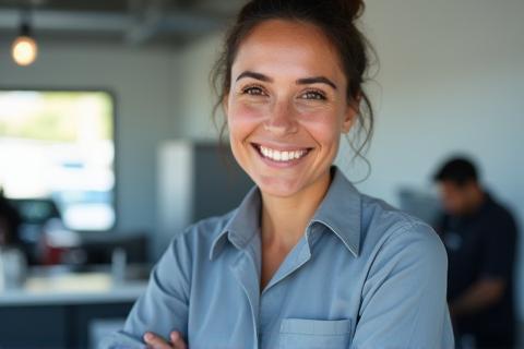 Friendly customer service representative ready to help at Toronto Shine Auto Wash counter