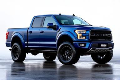 Gleaming dark blue pickup truck exterior post-wash